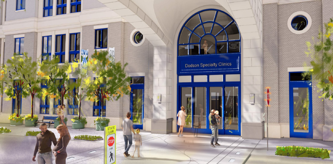 Entrance to the new Dodson building