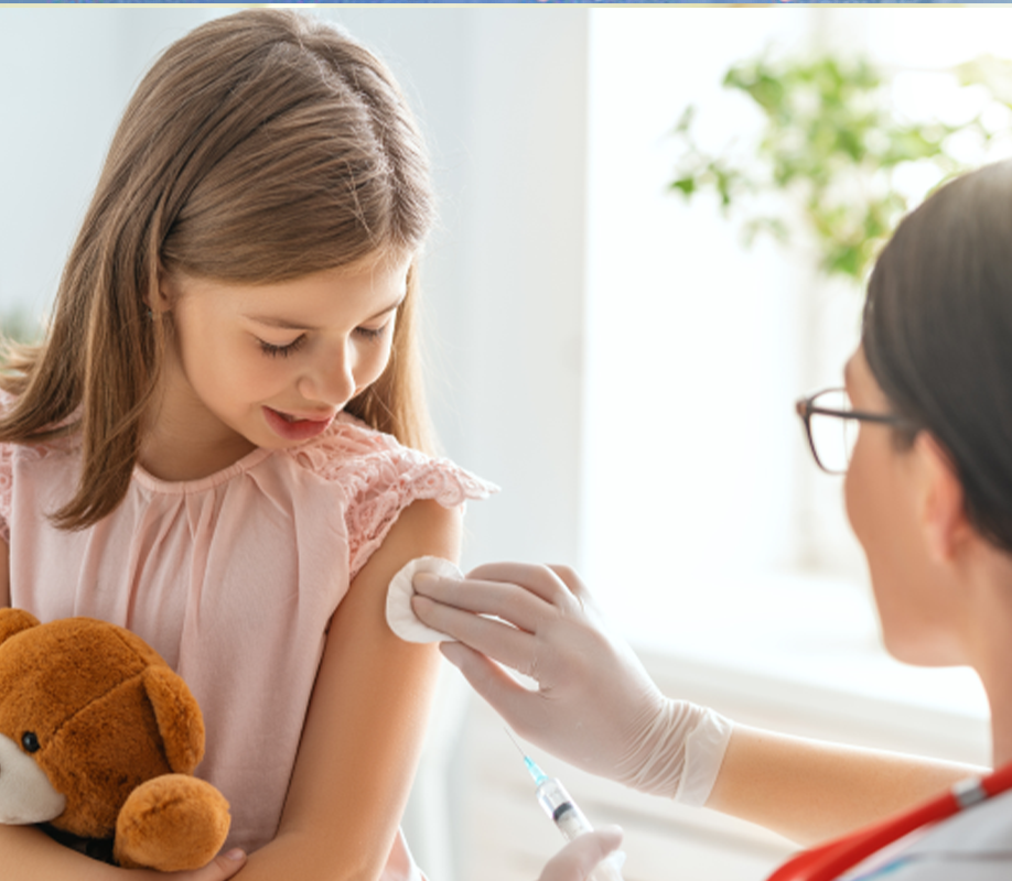 Girl getting vaccine injection