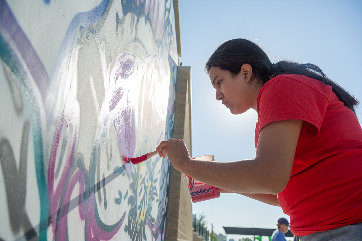 Painting the mural