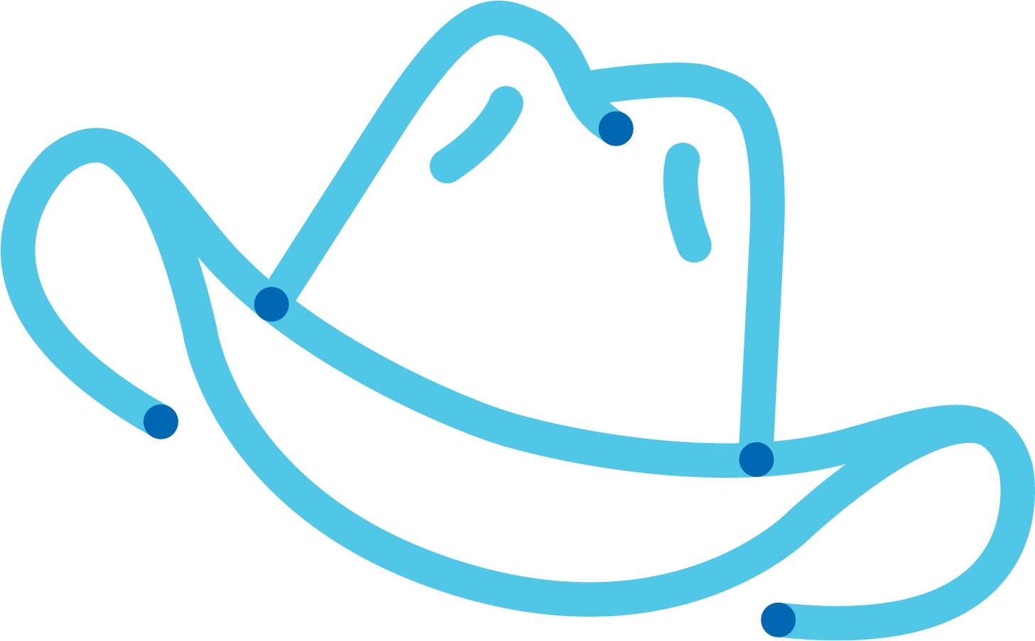 An icon graphic of a cowboy hat