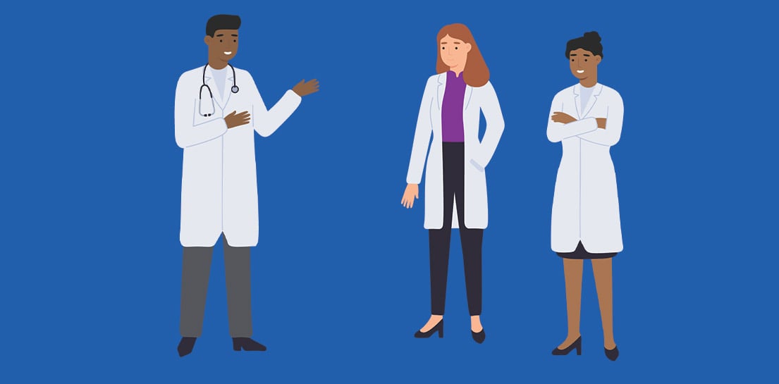 Illustration of three doctors having a conversation