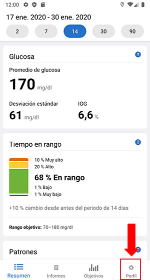 Dexcom Clarity app screenshot