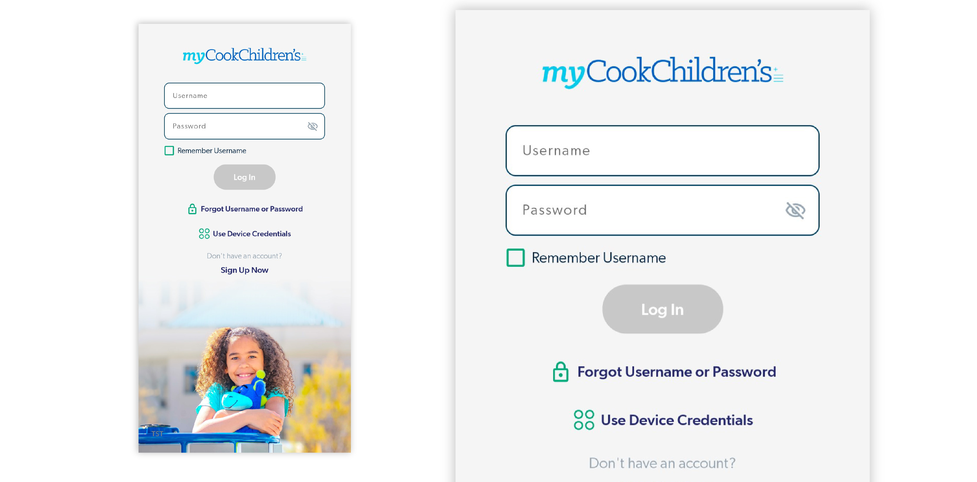 MyCookChildren's login page