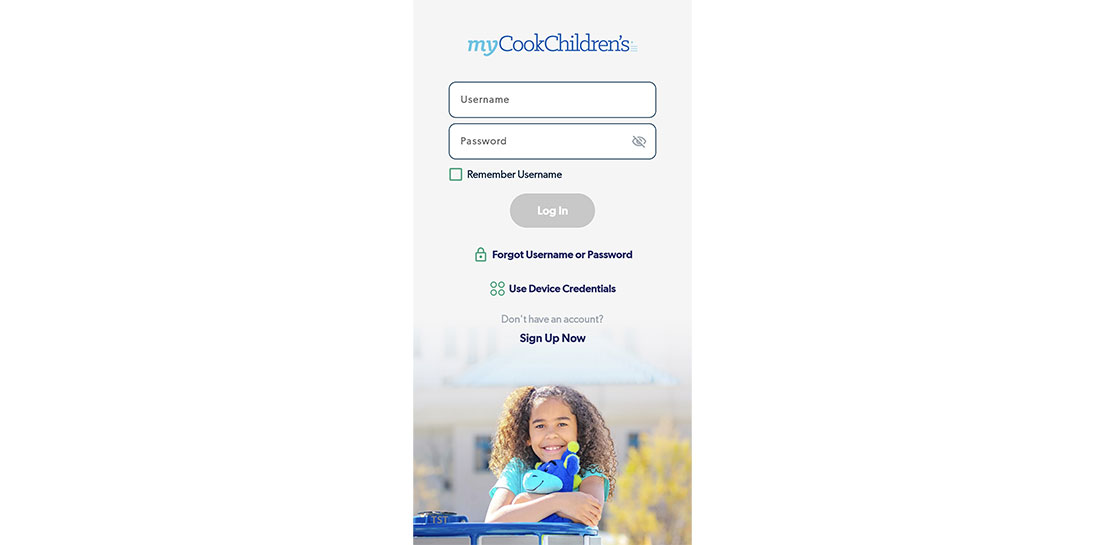 MyCookChildren's login page