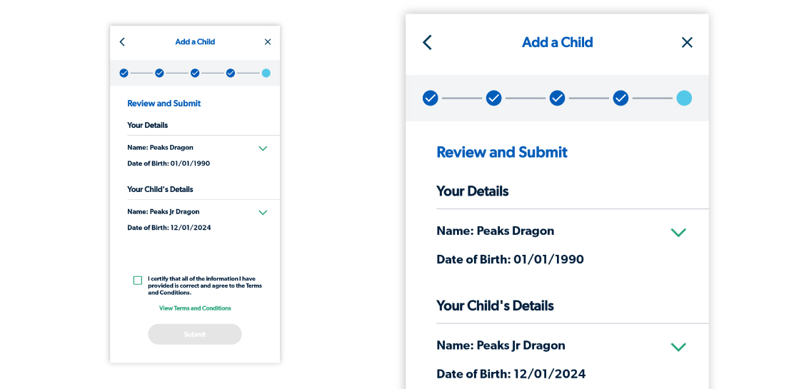 Image of submission page on MyCookChildren's app