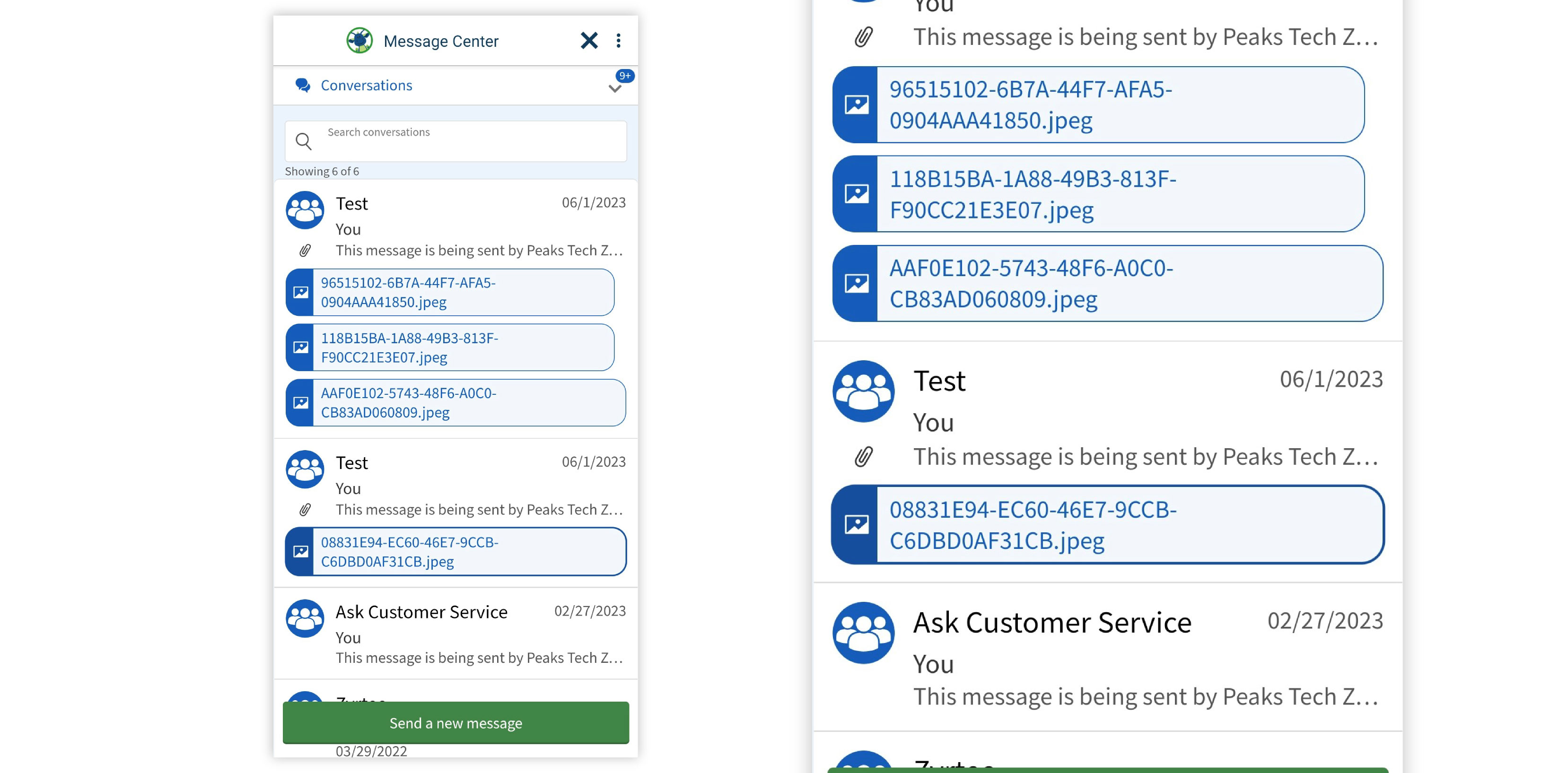 Image of Message Center in the MyCookChildren's app